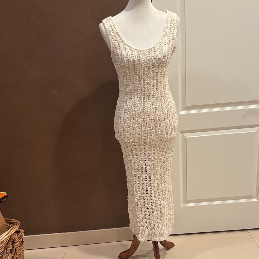 Sanctuary Cream Textured Midi Dress